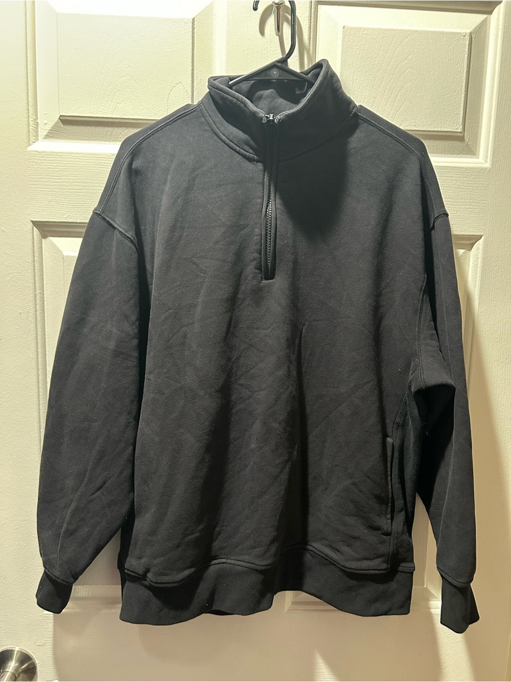 Athleta Women’s Black Forever Fleece Quarter-Zip Pullover Sweatshirt Size Medium